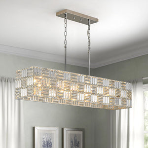 Farmhouze Light - Contemporary Chic Faceted Crystal Square Island Chandelier - Chandelier - 40 in - 