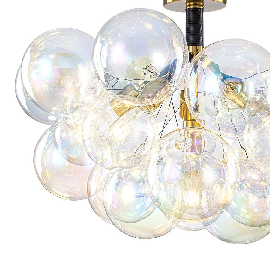 Farmhouze Light - Contemporary Clear Rainbow Glass Cluster Bubble Ceiling Light - Ceiling Light - Black - 