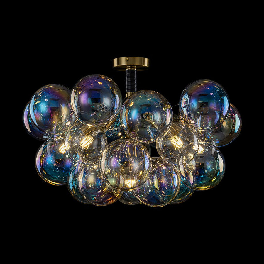 Farmhouze Light - Contemporary Clear Rainbow Glass Cluster Bubble Ceiling Light - Ceiling Light - Black - 
