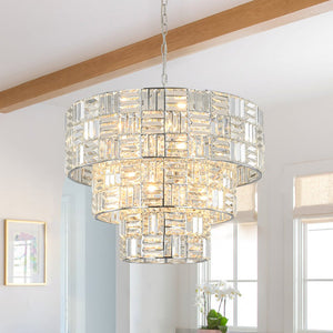 Farmhouze Light - Contemporary Radiant crystal 3 - Tier Drum Cage Chandelier - Chandelier - 24 in - 