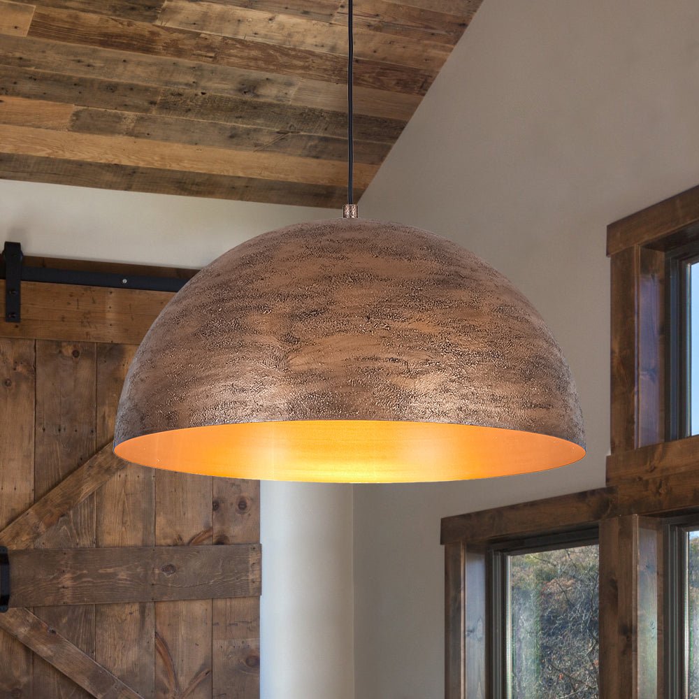 Cottage Aged Bronze Style Oversized Dome Pendant | Farmhouze Light