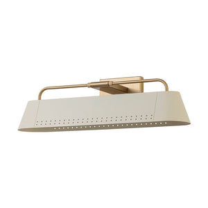 Farmhouze Light - Cream White Linear Metal Vanity Light Picture Lamp - Wall Sconce - White + Brass - 