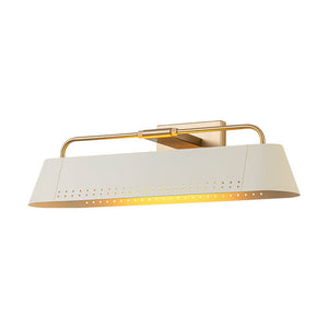 Farmhouze Light - Cream White Linear Metal Vanity Light Picture Lamp - Wall Sconce - White + Brass - 