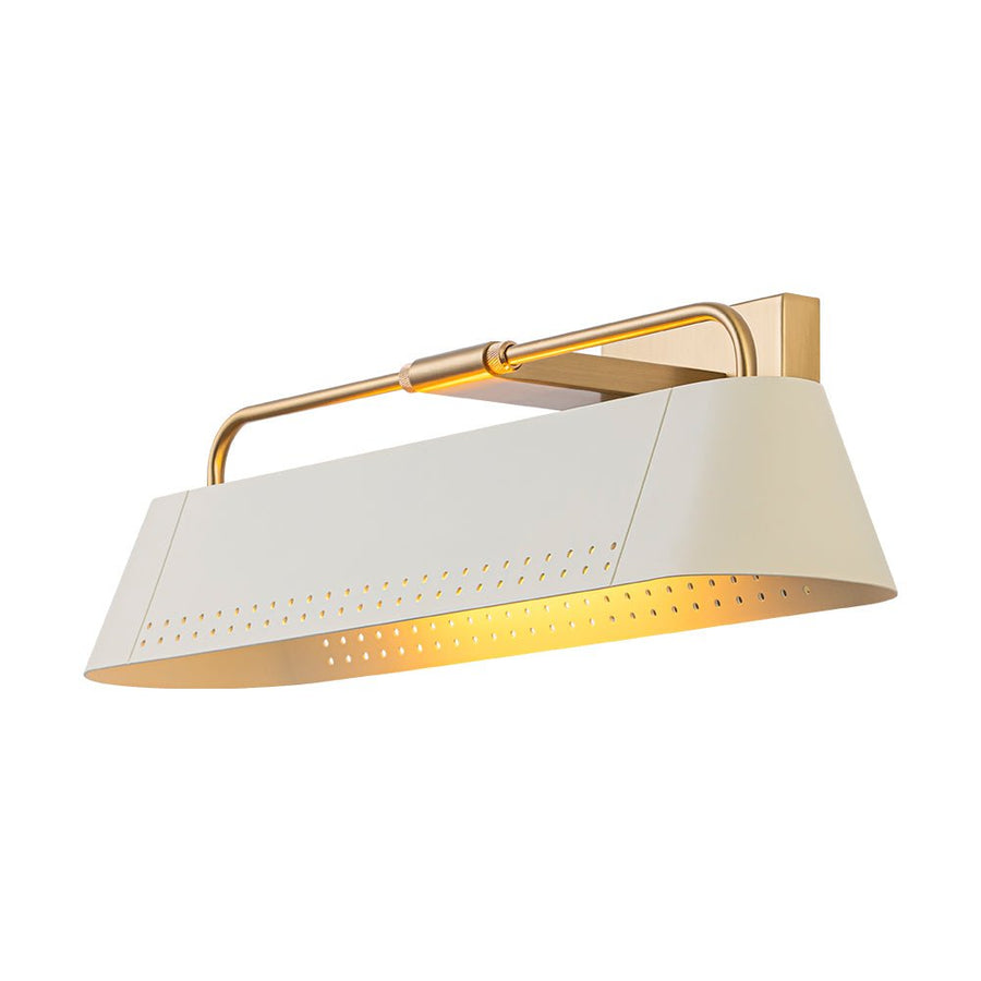 Farmhouze Light - Cream White Linear Metal Vanity Light Picture Lamp - Wall Sconce - White + Brass - 