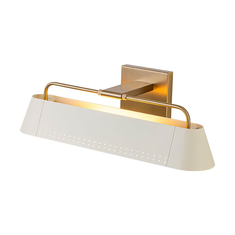 Farmhouze Light - Cream White Linear Metal Vanity Light Picture Lamp - Wall Sconce - White + Brass - 