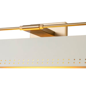 Farmhouze Light - Cream White Linear Metal Vanity Light Picture Lamp - Wall Sconce - White + Brass - 