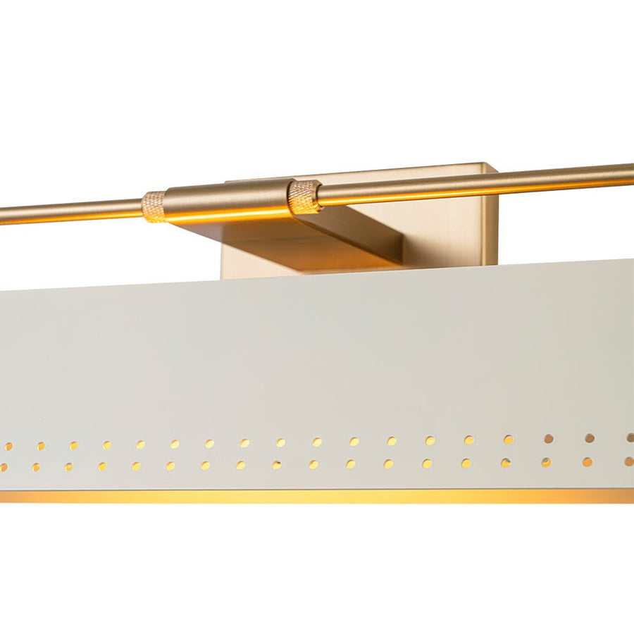 Farmhouze Light - Cream White Linear Metal Vanity Light Picture Lamp - Wall Sconce - White + Brass - 