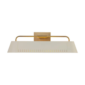 Farmhouze Light - Cream White Linear Metal Vanity Light Picture Lamp - Wall Sconce - White + Brass - 