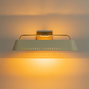 Farmhouze Light - Cream White Linear Metal Vanity Light Picture Lamp - Wall Sconce - White + Brass - 