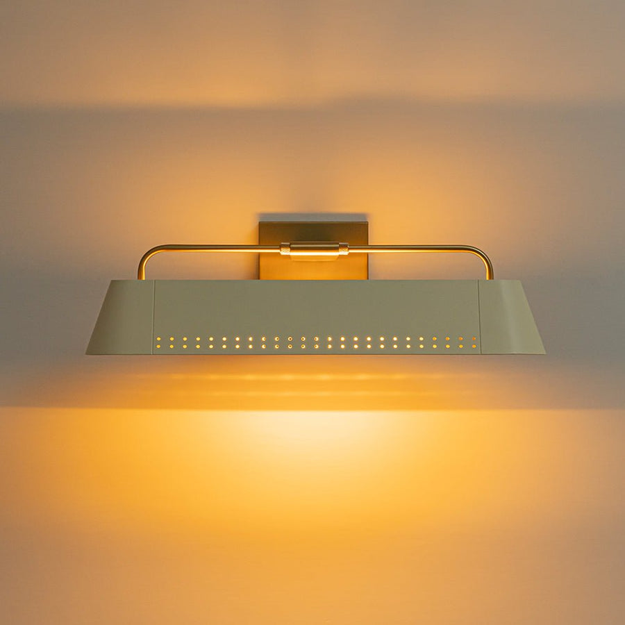 Farmhouze Light - Cream White Linear Metal Vanity Light Picture Lamp - Wall Sconce - White + Brass - 