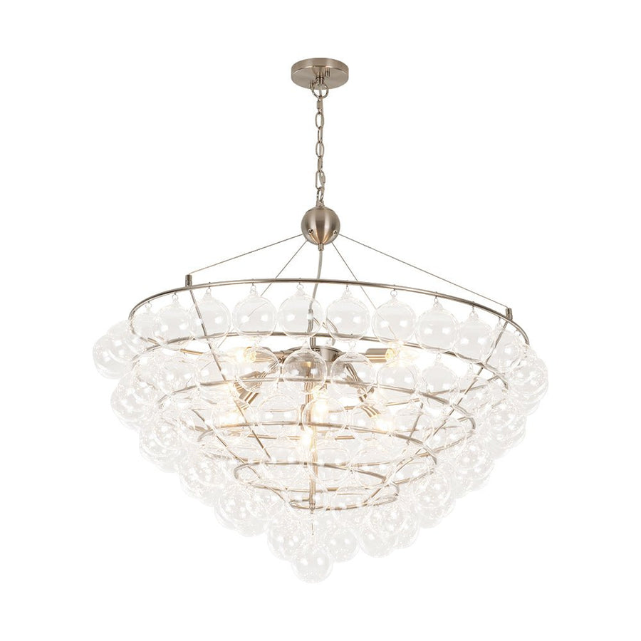 Farmhouze Light - Designer Glam Cluster Glass Globe Bubble Tiered Chandelier - Chandelier - Nickel - 