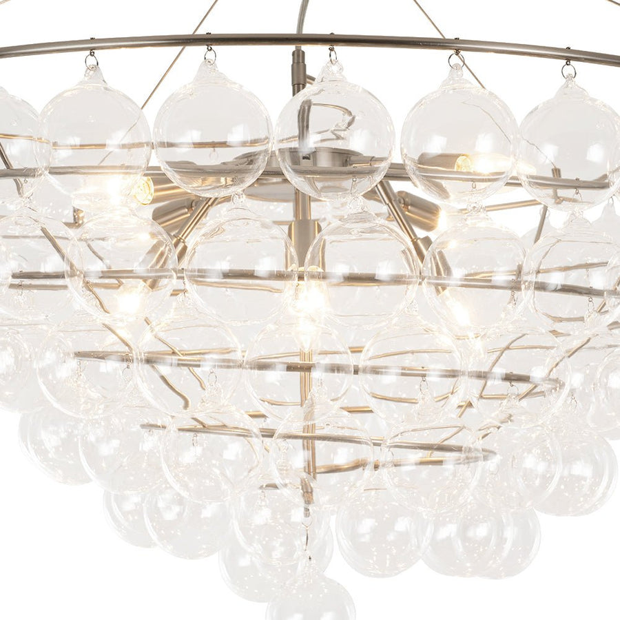 Farmhouze Light - Designer Glam Cluster Glass Globe Bubble Tiered Chandelier - Chandelier - Nickel - 