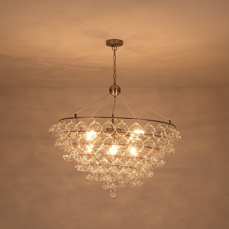 Farmhouze Light - Designer Glam Cluster Glass Globe Bubble Tiered Chandelier - Chandelier - Nickel - 