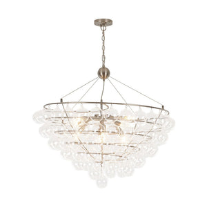 Farmhouze Light - Designer Glam Cluster Glass Globe Bubble Tiered Chandelier - Chandelier - Nickel - 