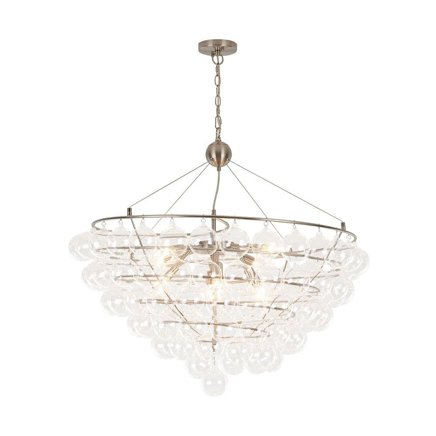 Farmhouze Light - Designer Glam Cluster Glass Globe Bubble Tiered Chandelier - Chandelier - Nickel - 