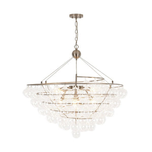Farmhouze Light - Designer Glam Cluster Glass Globe Bubble Tiered Chandelier - Chandelier - Nickel - 