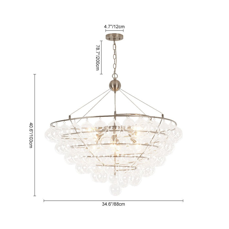 Farmhouze Light - Designer Glam Cluster Glass Globe Bubble Tiered Chandelier - Chandelier - Nickel - 