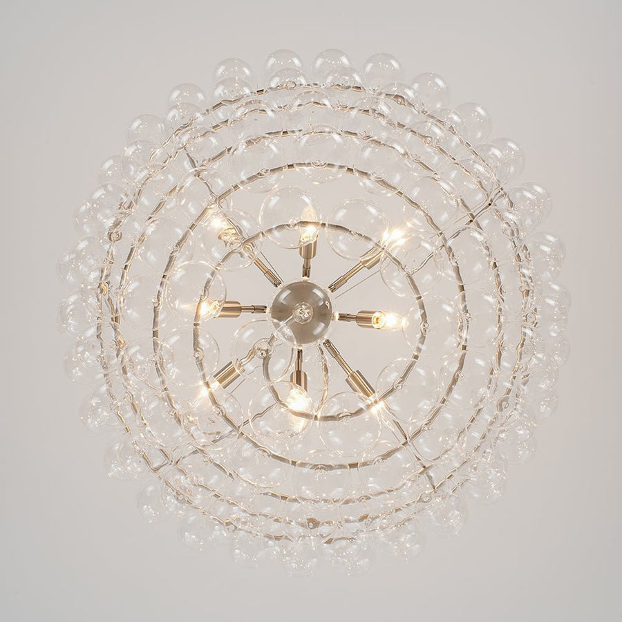 Farmhouze Light - Designer Glam Cluster Glass Globe Bubble Tiered Chandelier - Chandelier - Nickel - 