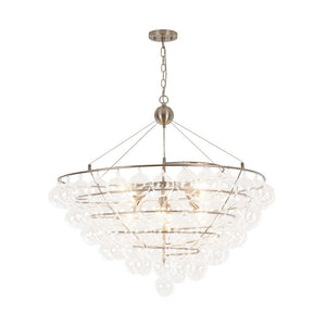 Farmhouze Light - Designer Glam Cluster Glass Globe Bubble Tiered Chandelier - Chandelier - Nickel - 