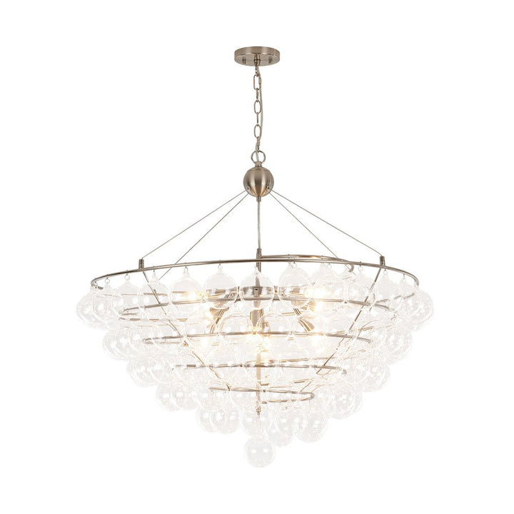 Farmhouze Light - Designer Glam Cluster Glass Globe Bubble Tiered Chandelier - Chandelier - Nickel - 
