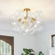 Load image into Gallery viewer, Farmhouze Light - Dimmable Cluster Cluster Glass Globe Bubble Semi Flush Mount - Chandelier - White - 
