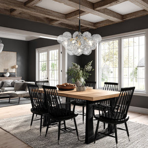 Farmhouze Light - Dimmable Cluster Decorative Pattern Glass Bubble Chandelier - Chandelier - Black - 
