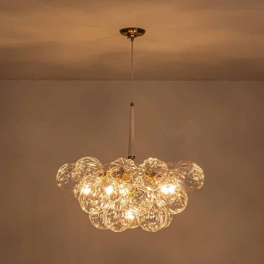 Farmhouze Light - Dimmable Cluster Decorative Pattern Glass Bubble Chandelier - Chandelier - White - 