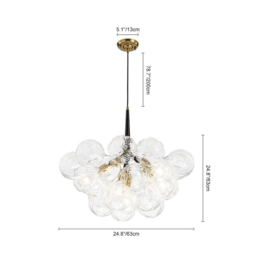 Farmhouze Light - Dimmable Cluster Decorative Pattern Glass Bubble Chandelier - Chandelier - White - 