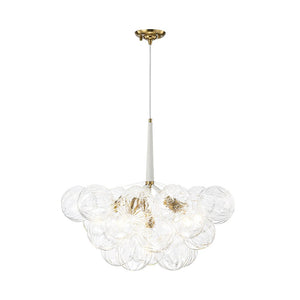 Farmhouze Light - Dimmable Cluster Decorative Pattern Glass Bubble Chandelier - Chandelier - White - 
