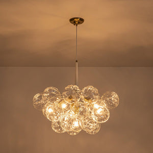 Farmhouze Light - Dimmable Cluster Decorative Pattern Glass Bubble Chandelier - Chandelier - White - 