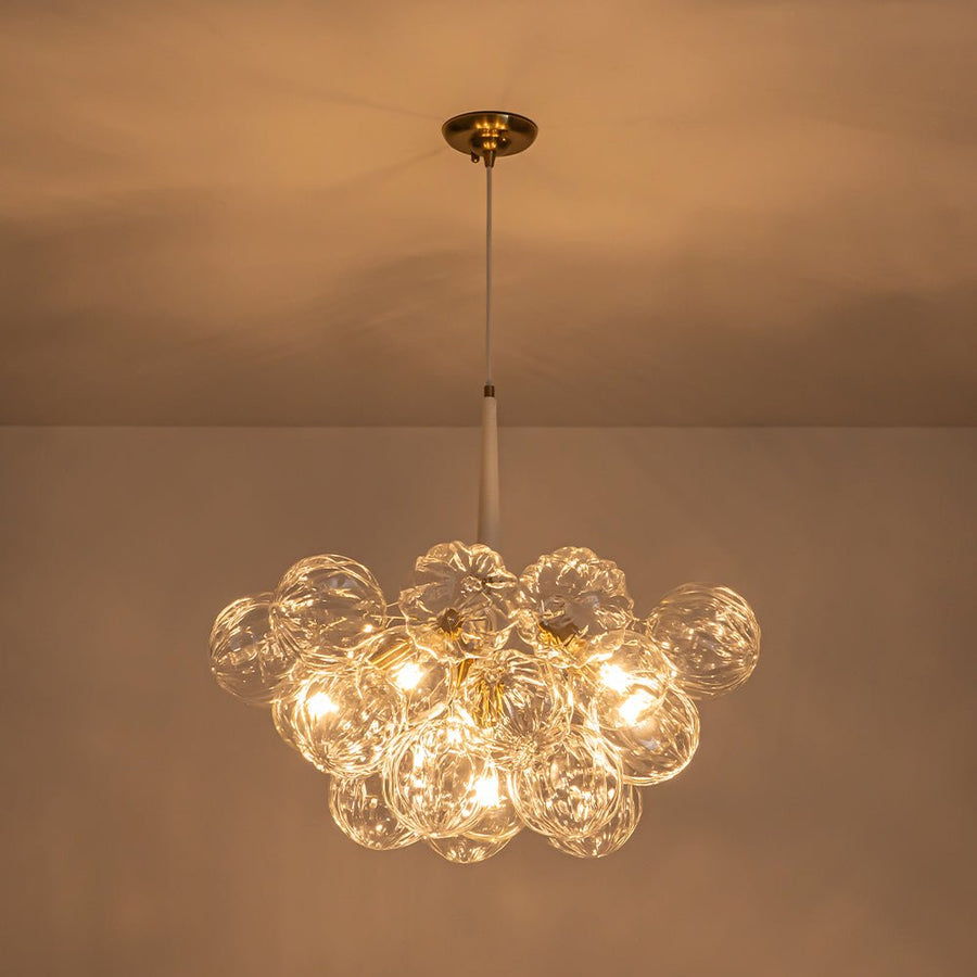 Farmhouze Light - Dimmable Cluster Decorative Pattern Glass Bubble Chandelier - Chandelier - White - 
