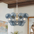 Load image into Gallery viewer, Farmhouze Light-Dimmable Cluster Dusty Blue Glass Globe Bubble Chandelier-Chandelier-Dusty Blue Glass-

