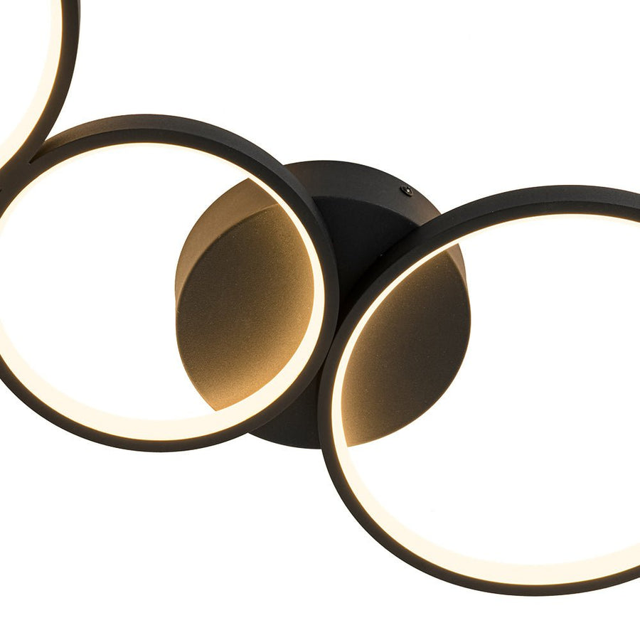 Farmhouze Light - Dimmable LED 4 - Light Black Circle Semi Flush Mount - Ceiling Light - Black - 