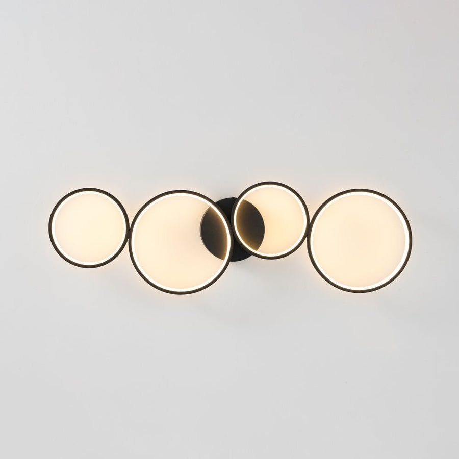 Farmhouze Light - Dimmable LED 4 - Light Black Circle Semi Flush Mount - Ceiling Light - Black - 