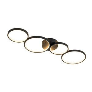 Farmhouze Light - Dimmable LED 4 - Light Black Circle Semi Flush Mount - Ceiling Light - Black - 