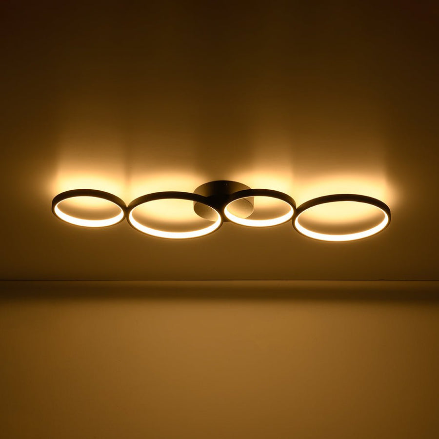 Farmhouze Light - Dimmable LED 4 - Light Black Circle Semi Flush Mount - Ceiling Light - Black - 