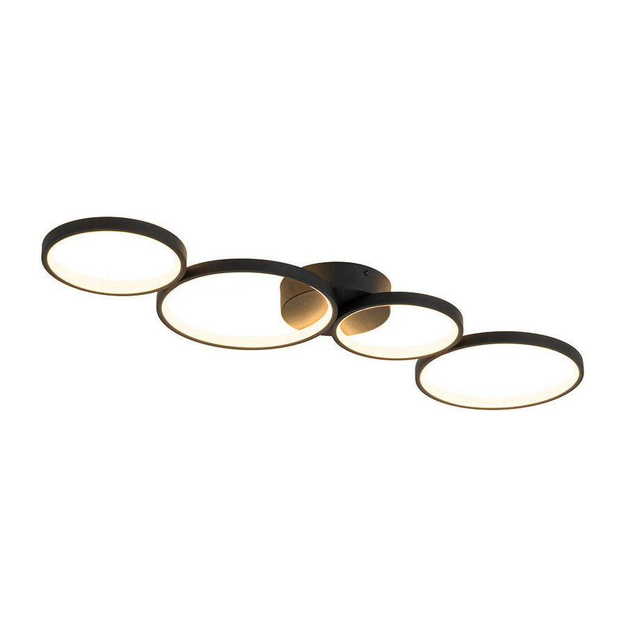 Farmhouze Light - Dimmable LED 4 - Light Black Circle Semi Flush Mount - Ceiling Light - Black - 