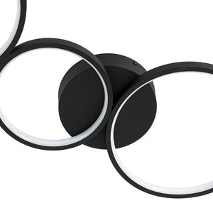 Farmhouze Light - Dimmable LED 4 - Light Black Circle Semi Flush Mount - Ceiling Light - Black - 