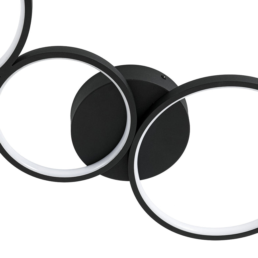 Farmhouze Light - Dimmable LED 4 - Light Black Circle Semi Flush Mount - Ceiling Light - Black - 