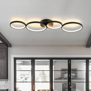 Farmhouze Light - Dimmable LED 4 - Light Black Circle Semi Flush Mount - Ceiling Light - Black - 