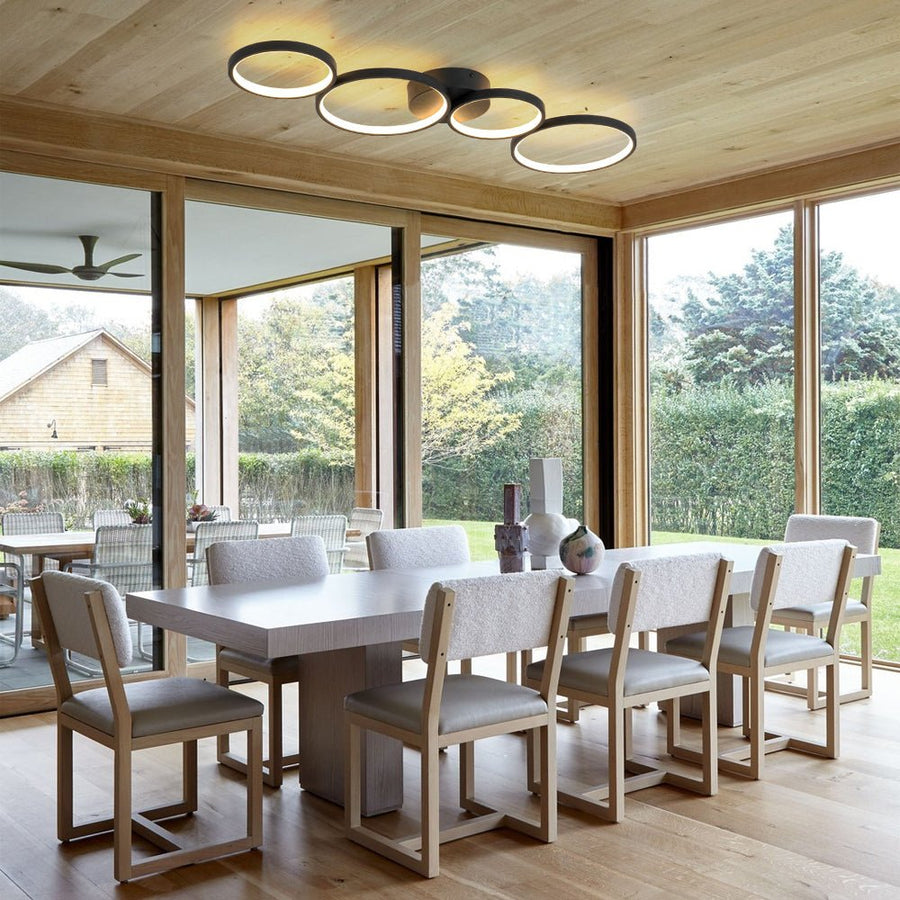Farmhouze Light - Dimmable LED 4 - Light Black Circle Semi Flush Mount - Ceiling Light - Black - 