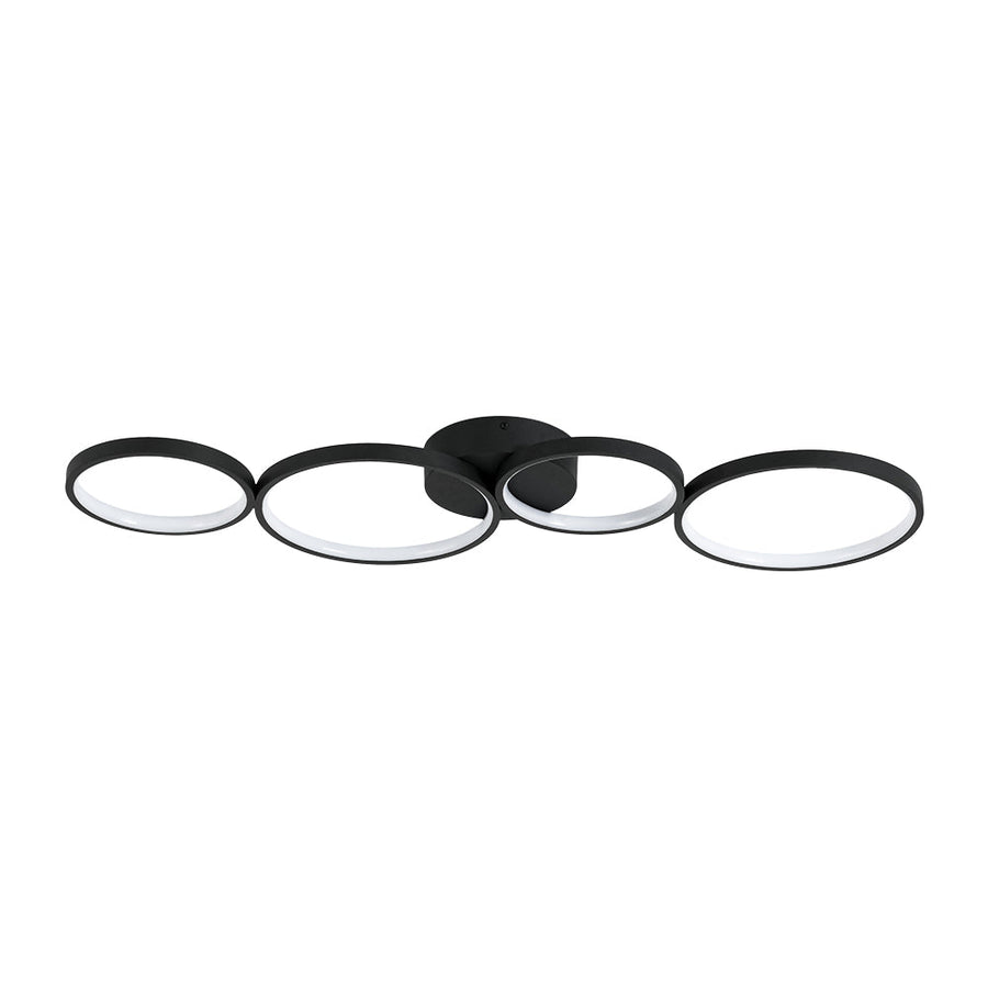 Farmhouze Light - Dimmable LED 4 - Light Black Circle Semi Flush Mount - Ceiling Light - Black - 