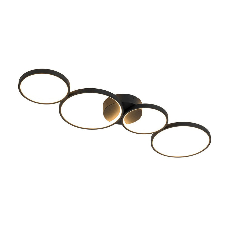 Farmhouze Light - Dimmable LED 4 - Light Black Circle Semi Flush Mount - Ceiling Light - Black - 