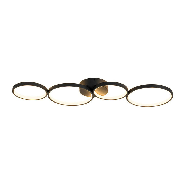 Farmhouze Light - Dimmable LED 4 - Light Black Circle Semi Flush Mount - Ceiling Light - Black - 