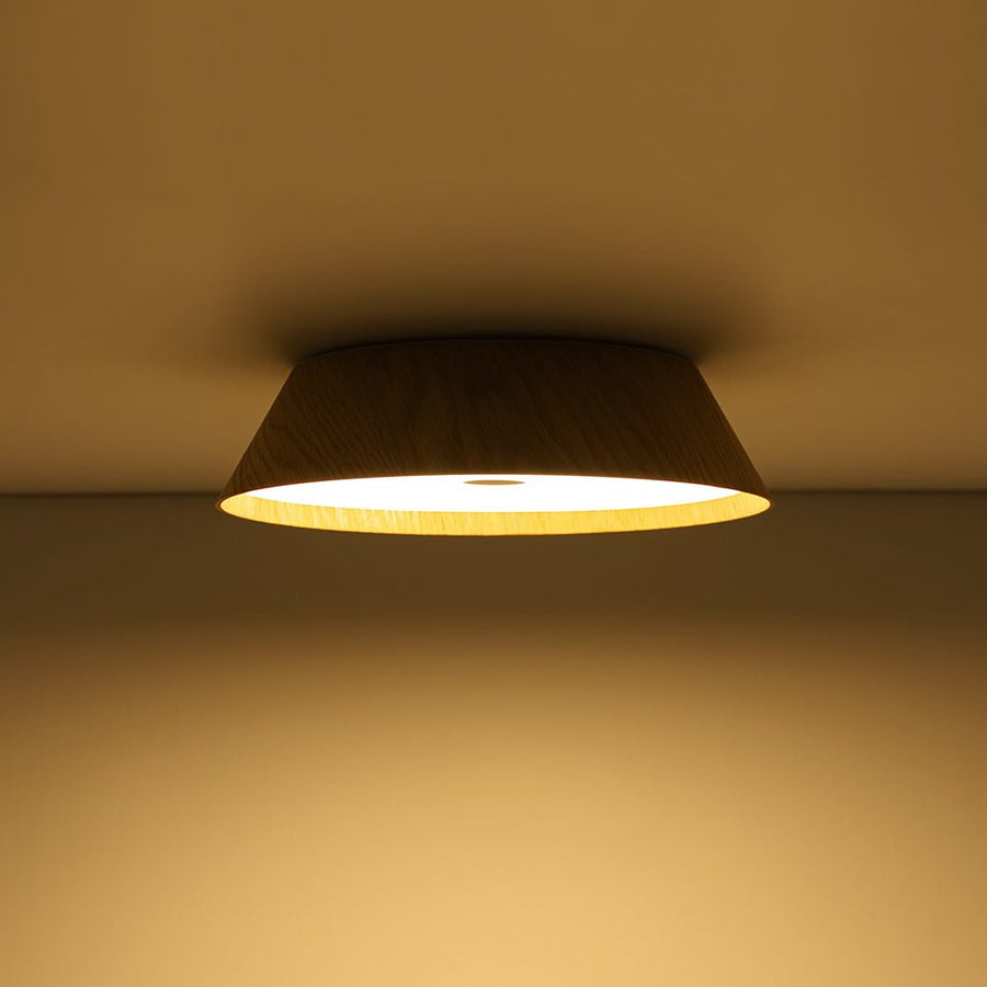Farmhouze Light - Dimmable LED Rustic Wood Grain Round Ceiling Light - Ceiling Light - Oak - 