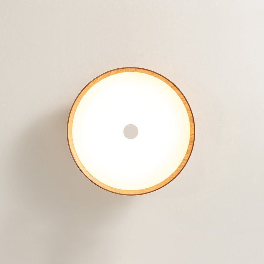 Farmhouze Light - Dimmable LED Rustic Wood Grain Round Ceiling Light - Ceiling Light - Oak - 