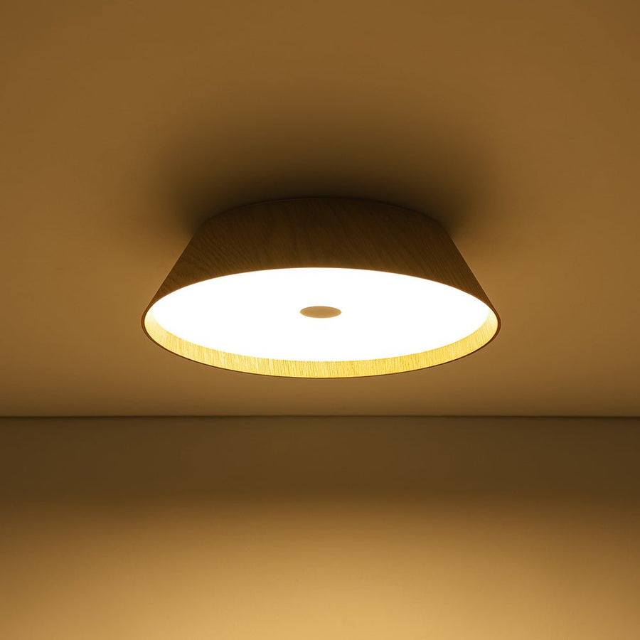 Farmhouze Light - Dimmable LED Rustic Wood Grain Round Ceiling Light - Ceiling Light - Oak - 