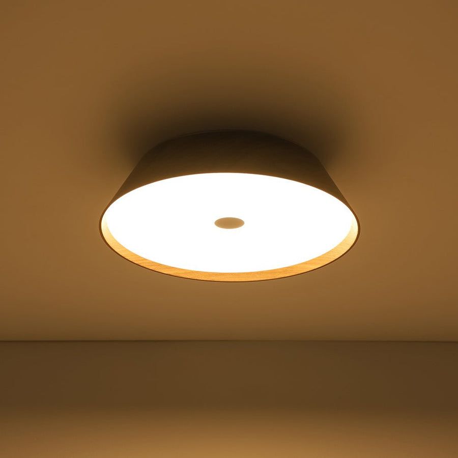 Farmhouze Light - Dimmable LED Rustic Wood Grain Round Ceiling Light - Ceiling Light - Walnut - 