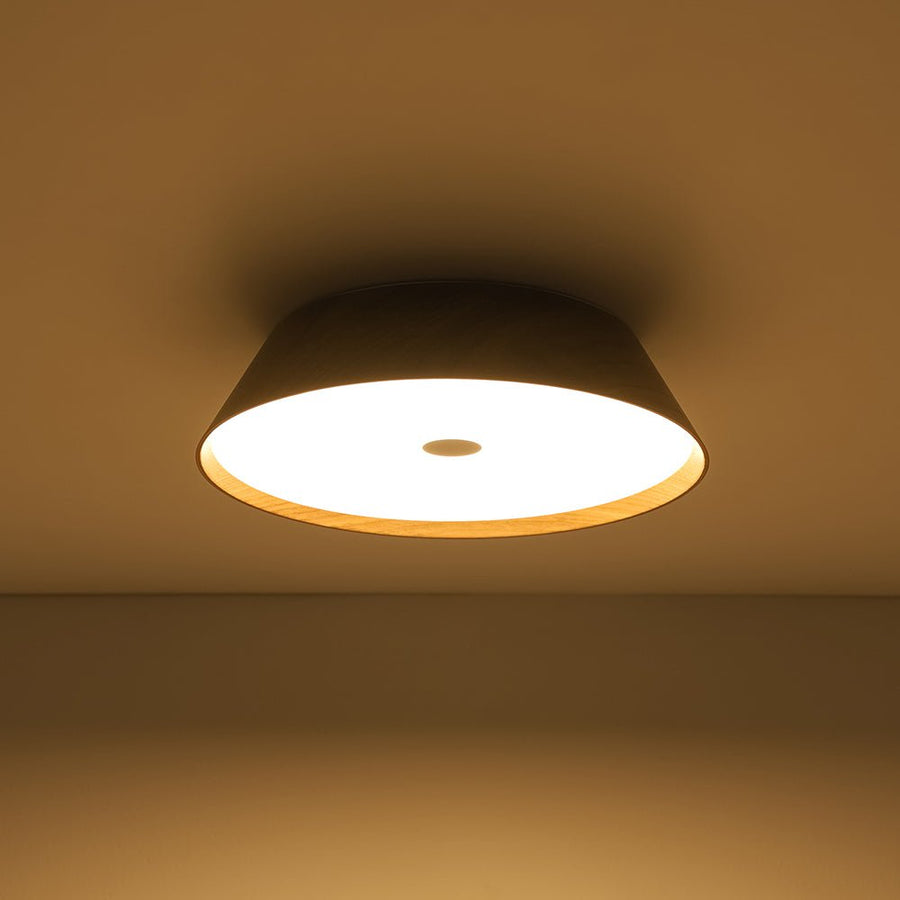 Farmhouze Light - Dimmable LED Rustic Wood Grain Round Ceiling Light - Ceiling Light - Walnut - 