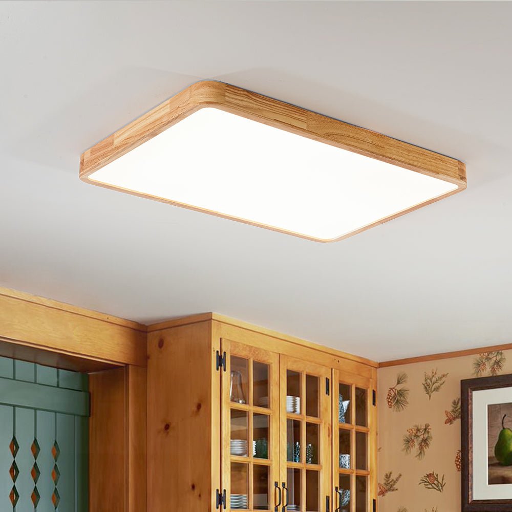 Farmhouse Wood Rectangle Dimmable LED Ceiling Light | Farmhouze Light